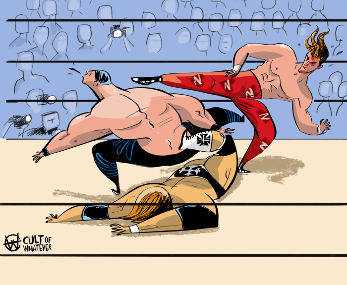 WrestleMania 20 Chris Benoit Triple H Shawn Michaels Cartoon Illustration |  Cult of Whatever