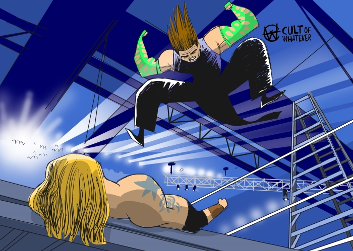 WrestleMania 23 Money In The Bank Jeff Hardy Edge Cartoon Illustration
