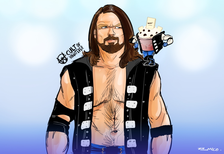 AJ Styles Cookies And Cream Cartoon Illustration