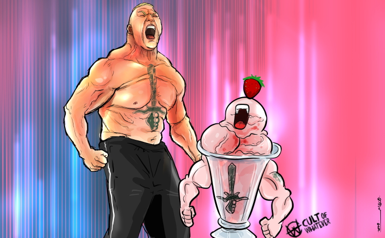Brock Lesnar Strawberry Ice Cream Cartoon Illustration