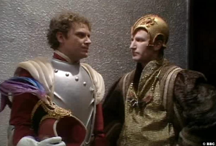Doctor Who TOS S20e02: Colin Baker and Paul Jerricho as Commander Maxil and The Castellan