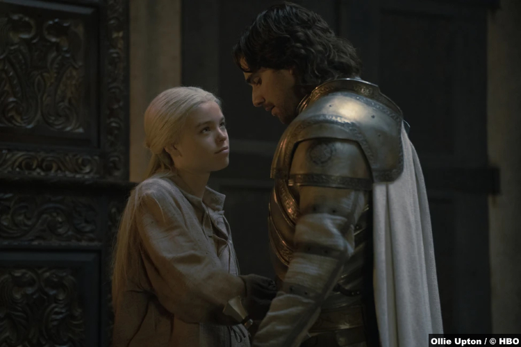House of the Dragon S01e04: Milly Alcock and Fabien Frankel as Princess Rhaenyra Targaryen and Ser Criston Cole