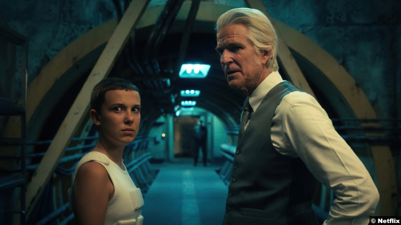 Stranger Things S04e08: Millie Bobby Brown and Matthew Modine as Eleven and Dr. Martin Brenner